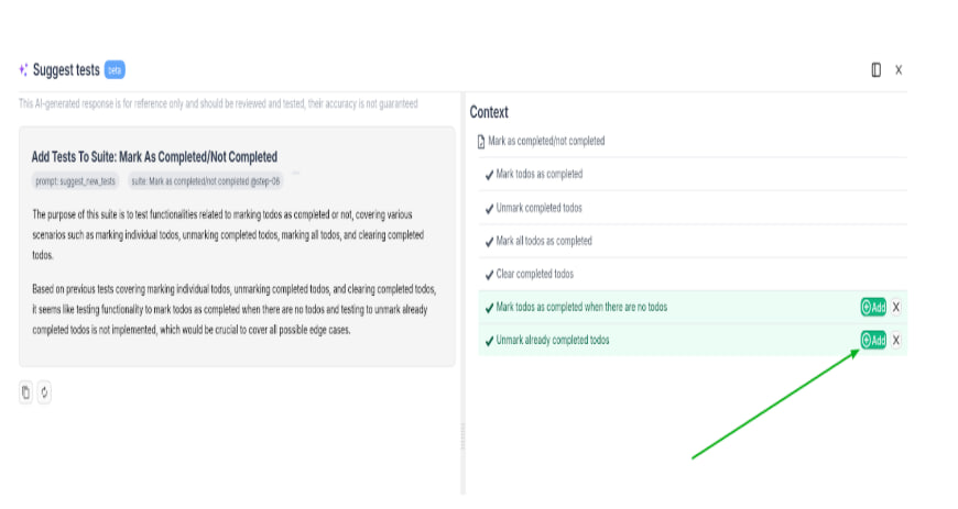 Screen with Testomat.io example