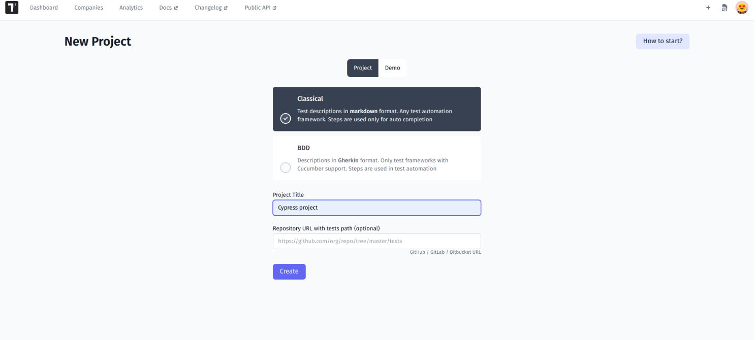 Create A New Test Project