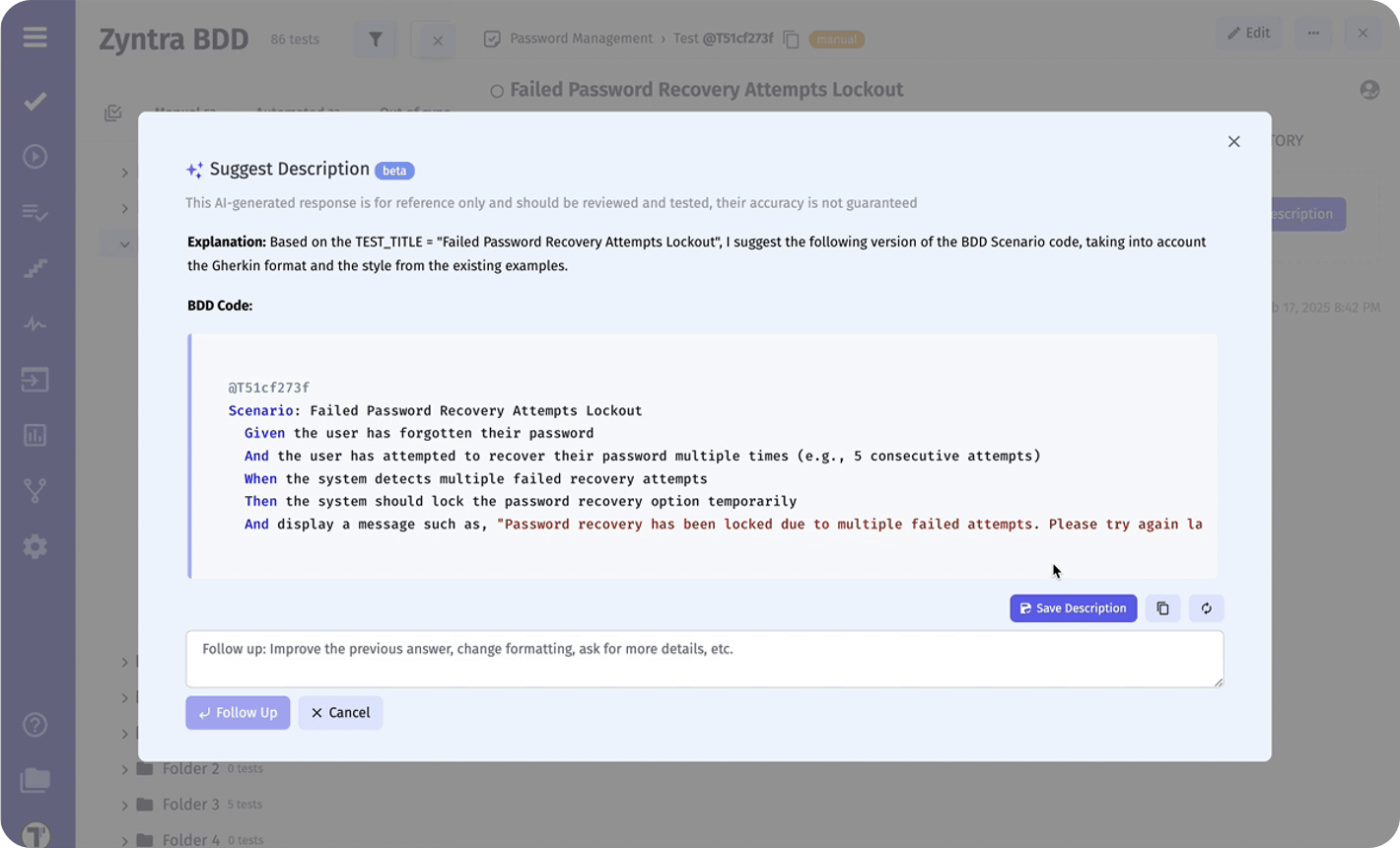 AI-powered testomatio features