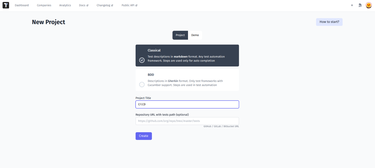 CI CD test management project