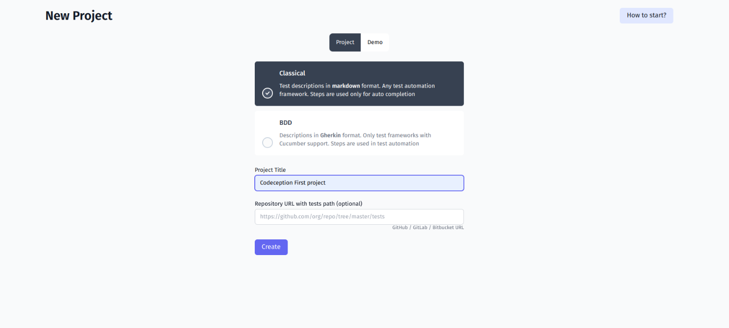 Create A New Test Project