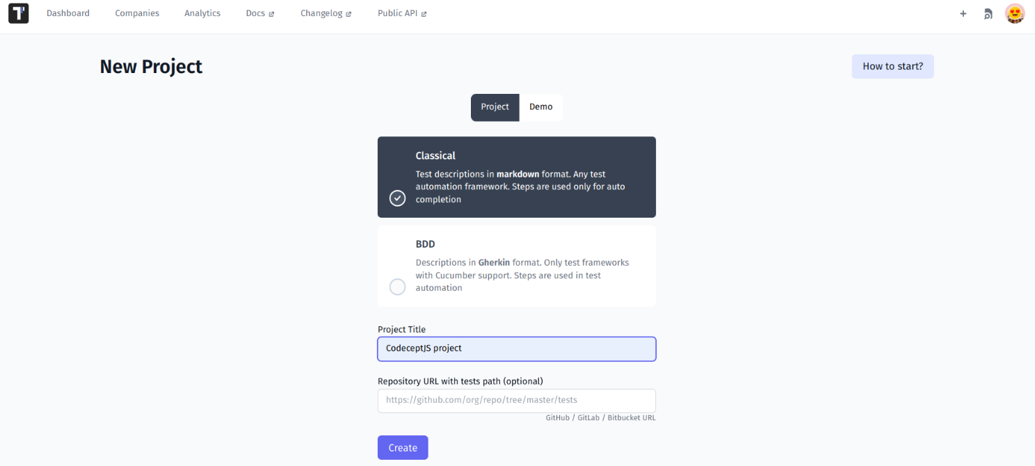 Create a new project