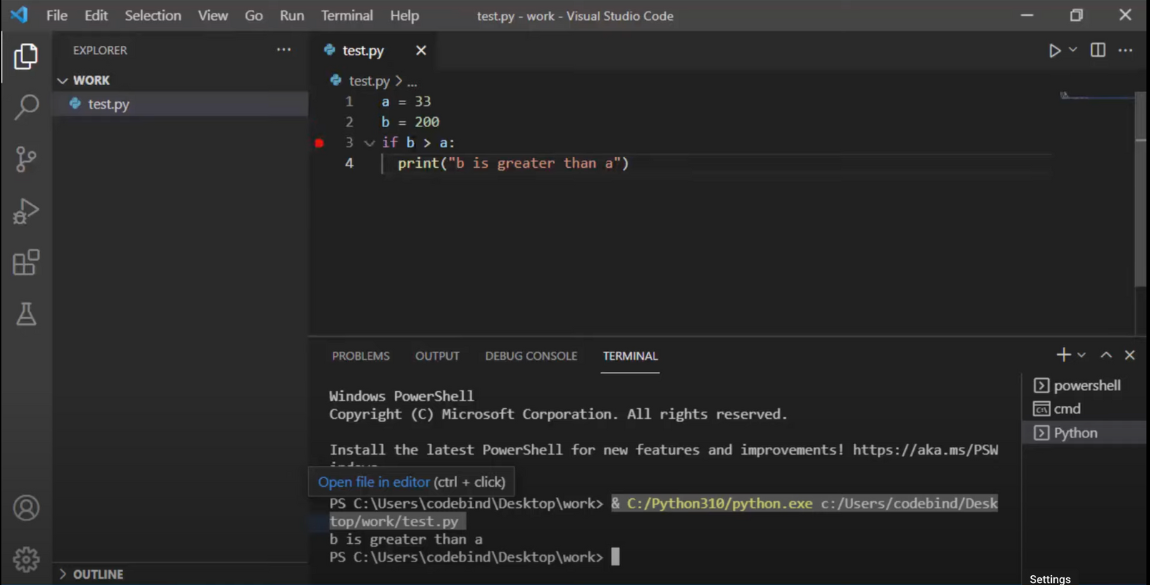 Breakpoint in Visual Studio