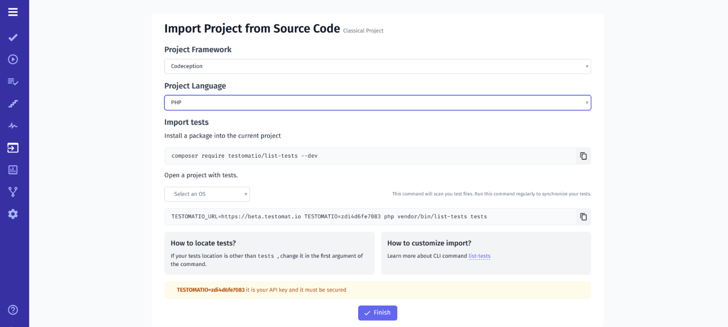 Import Codeception Automated Tests Into TMS