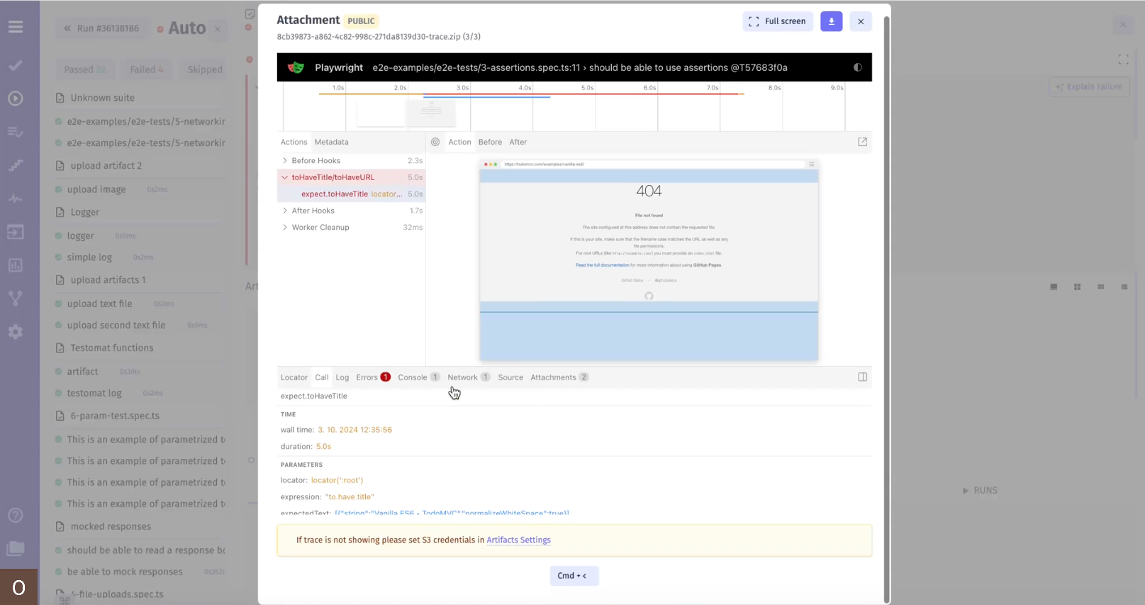 Playwright Trace Viewer feature test management