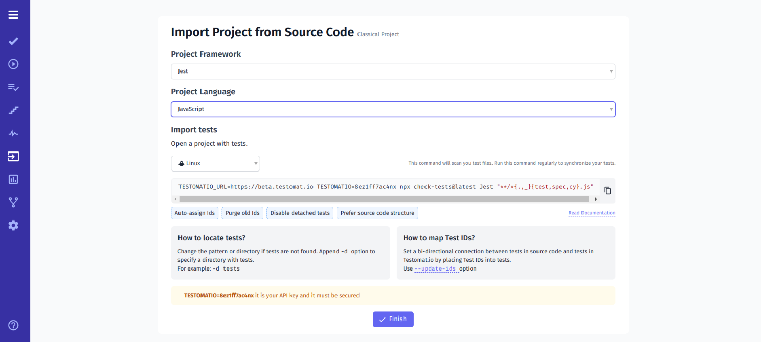 possible combinations for the Jest framework
